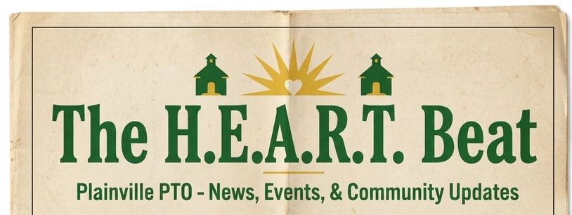 Newsletter title with school icons and heart symbol.