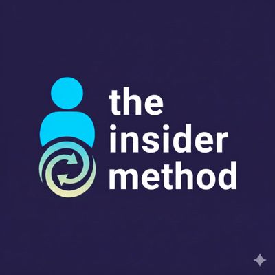 Logo with a blue figure and circular arrows next to 'the insider method' text.