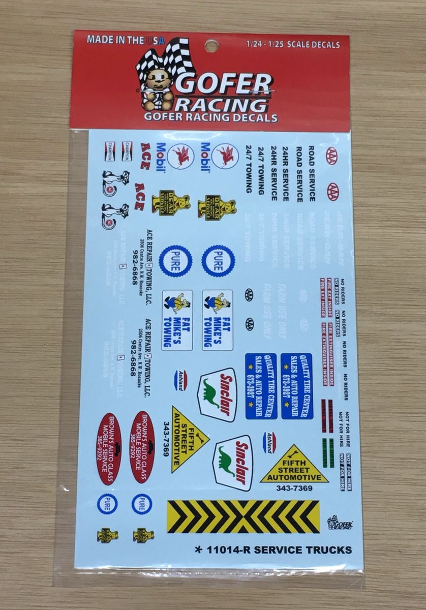 GOFER RACING SERVICE TRUCKS DECALS