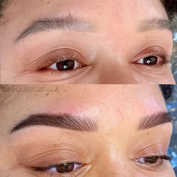 combination nano brows over pre-existing PMU 