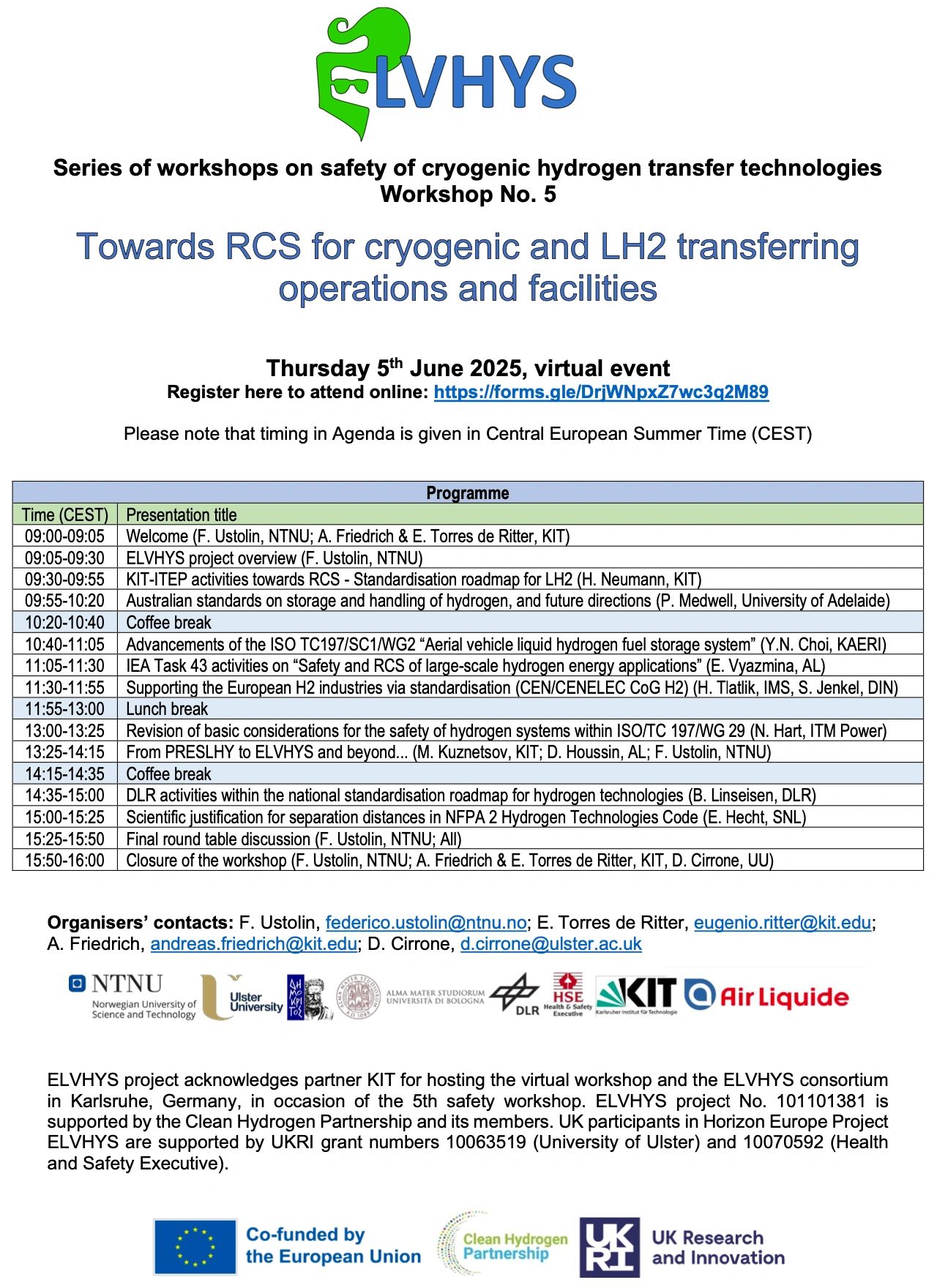 Workshop No. 5 on RCS for LH2 transfer operations and facilities