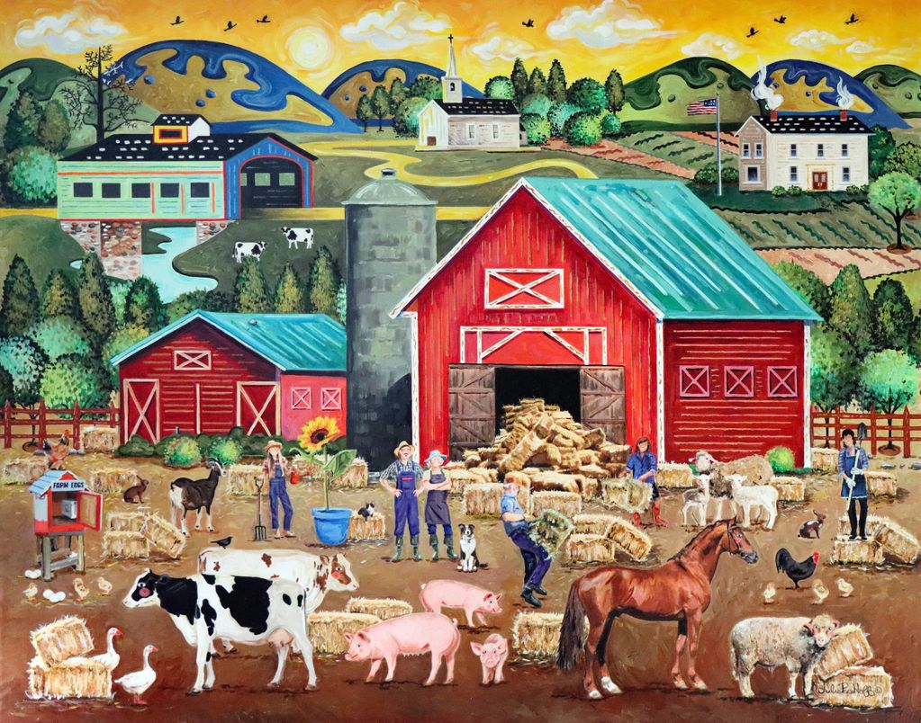 Hay Barn With Farm Animals