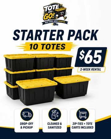 10 tote starter pack for $65 with rental service features.