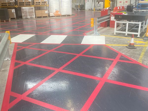 Concrete floor painting northern ireland. safety line markings northern ireland

