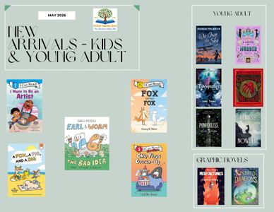 Display of new kids and young adult book arrivals for May 2026.