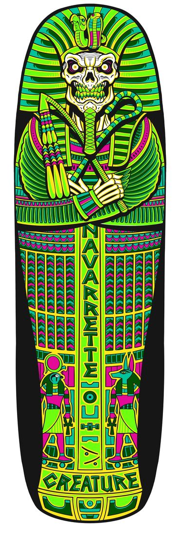 Sarcophagus creature Navarrette skateboard graphic