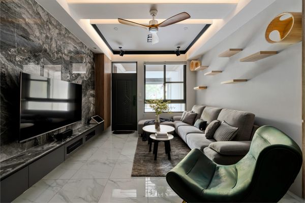 首緒設計,台中室內設計,透天設計,台中室內裝修,台中舊屋翻修,西屯室內設計,現代風設計,客廳設計,天花板設計,雙眼皮吊頂,電視牆設計