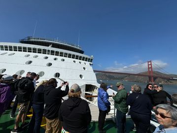 Passing under the Golden Gate bridge aborad Celebrity Summit.