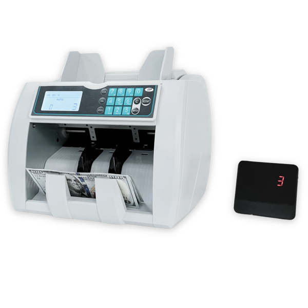 white cash counting machine with screen display 