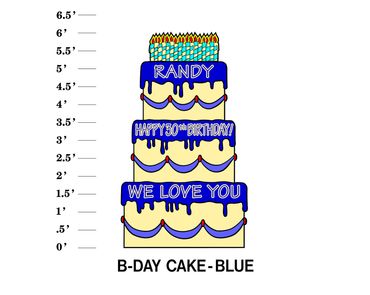 Blue Cake Lawn Sign Name Happy Age Birthday We Love You (multiple phrases available)