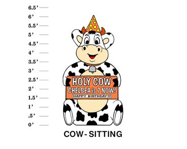 Cow - Sitting Lawn Sign Holy Cow Name is Age Now! Happy Birthday