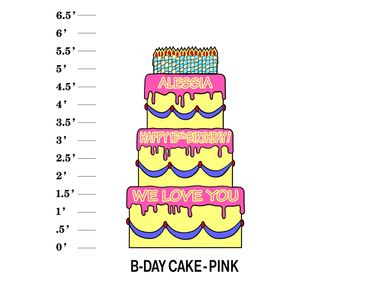 Pink Cake Lawn Sign Name Happy 16th Birthday We Love You (alternative phrases available)