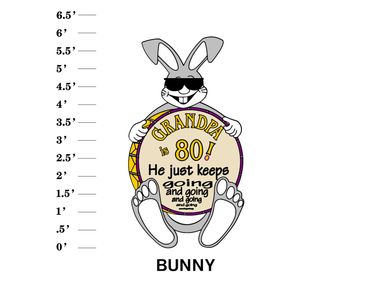Bunny Lawn Sign "Name is age! He just keeps going and going and going and going..."