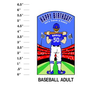 Baseball Adult Lawn Sign Happy Birthday let's have a ball Name is Age