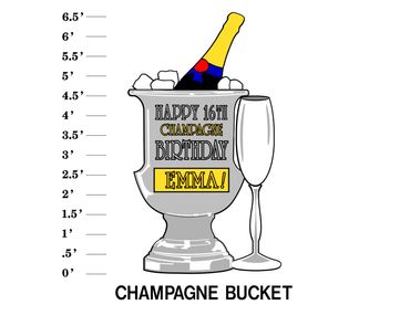 Champange Bucket Lawn Sign Happy Age Champagne Birthday Name (alternative phrases available)