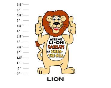 Lion Lawn Sign We're not Li-On Name is over the hill