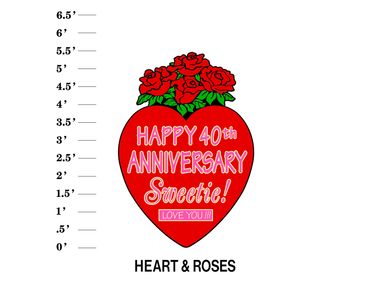 Heart & Roses Lawn Sign Happy Year Anniversary Sweetie! Love You