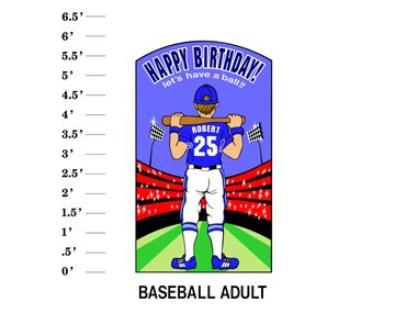 Baseball Adult Lawn Sign Happy Birthday let's have a ball Name is age!