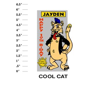 Cool Cat Lawn Sign Name Happy Age Birthday