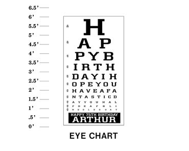 Eye Chart Lawn Sign Happy Age Birthday Arthur