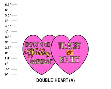 Double Heart (A) Lawn Sign Happy Year Wedding Anniversary (Name & Name)
