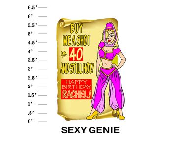 Sexy Genie Lawn Sign "Buy me a shot I'm age and still hot! Happy Birthday name"