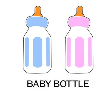 New baby lawn ornament of baby bottles in pink and blue