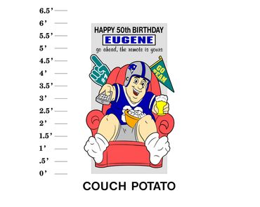 Couch Potato Lawn Sign "Happy age Birthday Name go ahead, the remote is yours" football theme