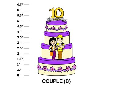 Couple (B) Anniversary Cake Lawn Sign Year Topper Construction Couple