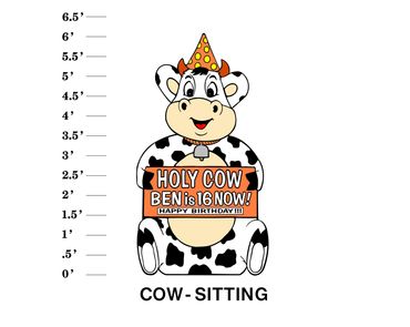 Cow Sitting Lawn Sign Holy Cow Name is 16 Now! Happy Birthday (alternative phrases available) 