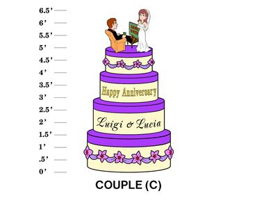 Couple (C) Anniversary Cake Lawn Sign Married Couple with TV Topper Happy Anniversary (Name & Name)