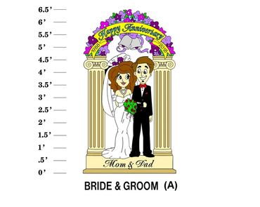 Bride & Groom (A) Lawn Sign Happy Anniversary (Wedding Year, Current Year) (Name & Name)
