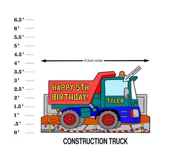 Construction Truck Lawn Sign Happy (Age) Birthday (Name)