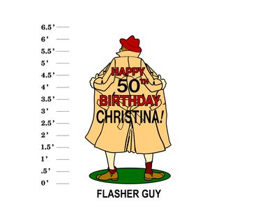 Flasher Guy lawn sign "Happy age Birthday Name"