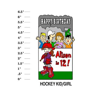 Hockey Kid Girl Lawn Sign Happy Birthday Name is Age!