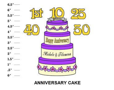 Anniversary Cake Lawn Sign Year Topper Happy Anniversary (Name & Name)