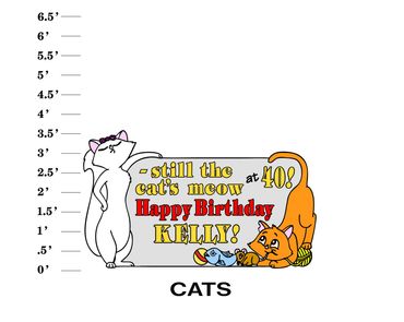Cat lawn sign Still the cat's meow at age! Happy Birthday Name!
