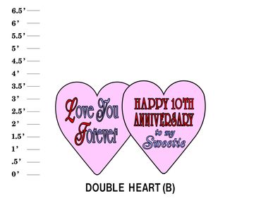 Double Heart (B) Lawn Sign Love You Forever Happy Year Anniversary to my Sweetie