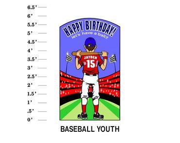 Baseball Youth Lawn Sign Happy Birthday let's have a ball Name is Age!