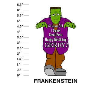 Frankenstein Lawn Sign Name Years old 1 Owner Needs parts Happy Birthday Name (multiple phrase opt)
