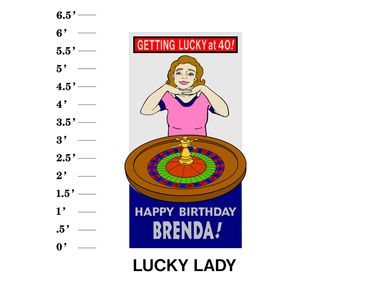 Lucky Lady Lawn Sign "Getting luck at age! Happy Birthday Name"