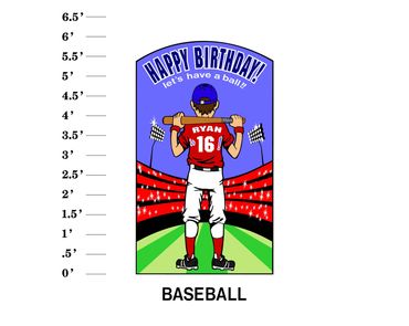 Baseball Youth Lawn Sign Happy Birthday let's have a ball Name is 16!