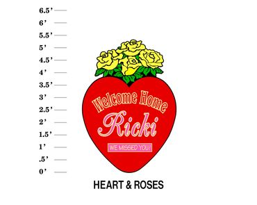 Heart & Roses Lawn Sign Welcome Home Name We Missed You!