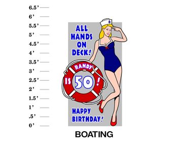 Boating lawn sign "All hands on deck! Name is age! Happy Birthday!"