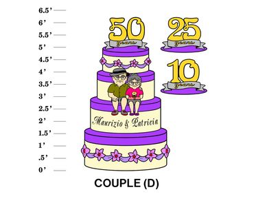 Couple (D) Anniversary Cake Lawn Sign Year Topper Grandparents Couple Characters (Name & Name)