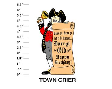 Town Crier hear ye, hear ye, let it be known Name is old today! Happy Birthday