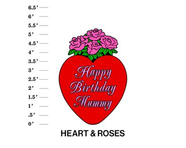 Heart & Roses Lawn Sign Happy Birthday Name (multiple phrases available)
