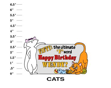 Cats Lawn Sign Fifty: the ultimate "F" word Happy Birthday Name!