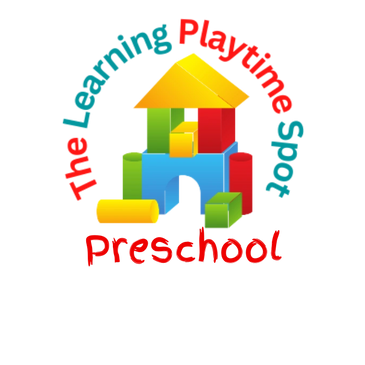 Colorful building blocks form a house for a preschool logo.