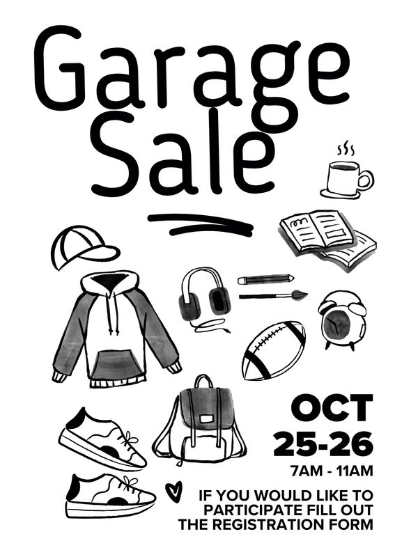 Garage sale for tuscano 0ct 25-26 registration link